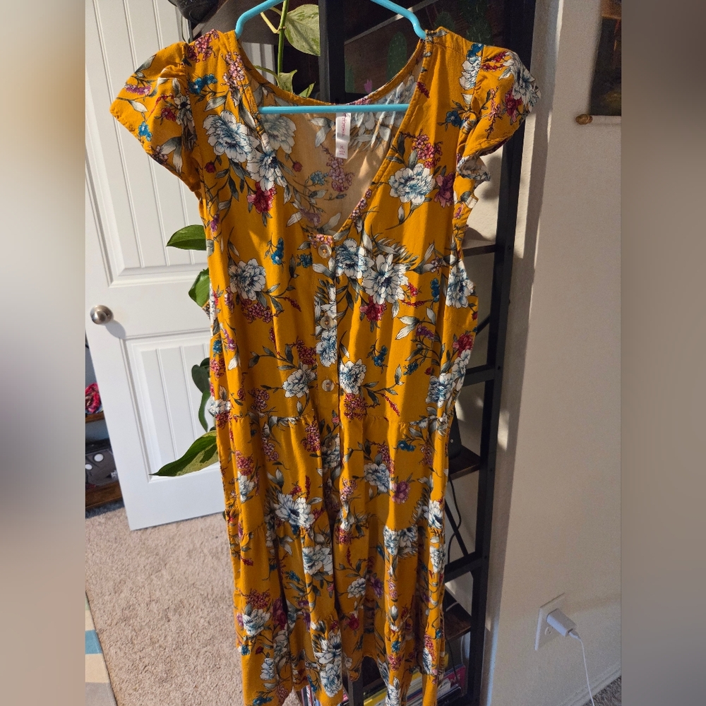 Xhilaration Yellow and Blue Mini Dress